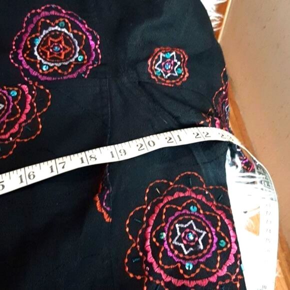 Saint  Tropez  West‎ 100 % Linen Black Beaded Sequin Jacket 1X - Picture 7 of 11